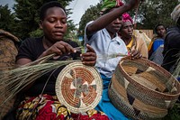 Women artisans weaving traditional baskets, Nkuringo, Uganda, September 2017.