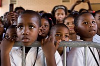 Students gather to see President Barack Obama during his visit to Dr. Martin Luther King Jr. Charter School in New Orleans, La., Oct. 15, 2009.