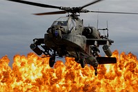 An AH-64D Longbow Apache helicopter lands during a combined arms demonstration as part of South Carolina National Guard Air & Ground Expo 2009 at McEntire Joint National Guard Base, S.C., Oct. 10, 2009.