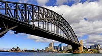 The Sydney Harbour Bridge is a steel through arch bridge across Sydney Harbour that carries rail, vehicular, bicycle, and pedestrian traffic between the Sydney central business district (CBD) and the North Shore.