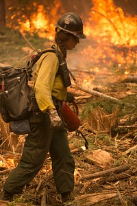 Firefighter, Umpqua National Forest Fires, 2017Umpqua NF Fires, 2017, Oregon. Original public domain image from Flickr
