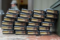 Loaded M4 carbine magazines are staged at an ammunition distribution point for Army National Guardsmen competing in the National Guard Best Warrior Region VI 2018 at Joint Base Elmendorf-Richardson, Alaska, May 14, 2018. National Guard Best Warrior Region VI 2018 is a four-day competition that tests Soldiers' mental and physical toughness through a series of events that demonstrate technical and tactical proficiency to determine the top non-commissioned officer and junior enlisted Soldier. The competitors represent the top Soldiers from Alaska, Idaho, Montana, North Dakota, Oregon, South Dakota, Washington, and Wyoming. (U.S. Air Force photo by Alejandro Peña). Original public domain image from Flickr