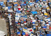 Arial shot of tent cities in Haiti.