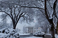 The White House blanketed in snow after a snowstorm on the morning of Feb. 3, 2010.