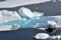 Ice is pushed away from the hull of the Coast Guard Cutter Healy Aug. 12, 2009.Photo Credit: Patrick Kelley, U.S. Coast Guard. Original public domain image from Flickr