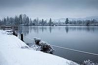 Cheadle Lake in snow, Lebanon, Oregon