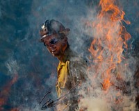 (PERSONNEL ARE FOLLOWING SAFETY PROTOCOLS) U.S. Department of Agriculture (USDA) Forest Service (USFS) Kaibab National Forest fire personnel Brandon Oberhardt (seen), Quentin Ford and Chantel Herrick lead the pile burning operation at the Kaibab National Forest, Tusayan Ranger District, Flying J project area in Arizona, on Dec 3, 2018.