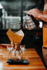 Barista making drip coffee. Free public domain CC0 photo.