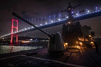 BOSPHORUS STRAIT (Jan. 19, 2019) The Arleigh Burke-class guided-missile destroyer USS Donald Cook (DDG 75) transits the Bosphorus Strait, Jan. 19, 2019.