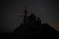 ATLANTIC OCEAN (March 21, 2019) - The Arleigh Burke-class guided-missile destroyer USS Gonzalez (DDG 66), patrols in the Mediterranean Sea under a star-lit night, March 25, 2019.