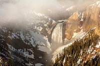 Lower Falls through the clouds. Original public domain image from Flickr