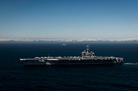 The aircraft carrier USS Theodore Roosevelt (CVN 71) transits the Gulf of Alaska, May 24, 2019.