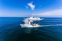 BALTIC SEA (June 10, 2019) Ships assigned to Standing NATO Mine Countermeasures Group One (SNMCMG1) form together during exercise Baltic Operations (BALTOPS) 2019.