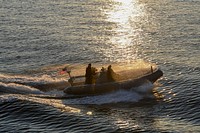 BALTIC SEA (June 5, 2019) Sailors perform small boat operations in a rigid-hull inflatable boat from the guided-missile destroyer USS Gravely (DDG 107) during a passenger transfer exercise.