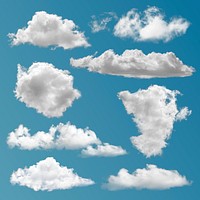 White cloud sticker set psd