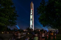 In celebration of landing on the moon 50 years ago, the Smithsonian Institution presented a 17-minute show of the Apollo 11 lunar mission, combining full-motion projection-mapping artwork and archival footage projected on the Washington Monument in the National Mall, near the Smithsonian Castle and the Department of Agriculture's Whitten and Yates Buildings, in Washington, D.C., on July 19 and 20, 2019.