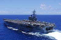 The aircraft carrier USS Ronald Reagan (CVN 76) transits the Pacific Ocean July 24, 2010, during Rim of the Pacific (RIMPAC) 2010.