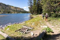 Hiking past the head of Lake Abundance. Original public domain image from Flickr