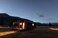 Slough Creek cabin during blue hour by Jacob W. Frank. Original public domain image from Flickr