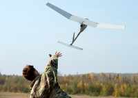 Blackfoot Co., '1 Geronimo' paratroopers operate the RQ-11B Raven UAV at JBER. Original public domain image from Flickr