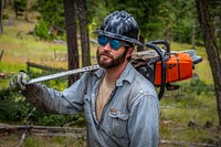 U.S. Forest Service Pintler Ranger District's Phillip Quigley leads a team of Initial Attack Crewmembers clearing the understory of a timber stand to improve growth and wildlife habitat in Beaverhead-Deerlodge National Forest Montana, September 18, 2019.