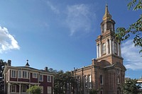 St John The Baptist New Orleans.The distinctive gold steeple of St. John the Baptist Catholic Church has been a well-known landmark to residents of New Orleans for many years. Original public domain image from Flickr