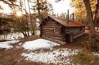 Fall sunrise at Hellroaring Patrol Cabin by Jacob W. Frank. Original public domain image from Flickr