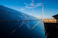 First Solar, a NREL research partner, has installed a small PV array used as part of Energy Systems Integration research ongoing at the National Wind Technology Center (NWTC). Original public domain image from Flickr