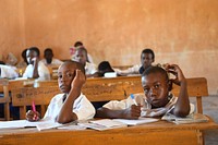 Grade one students at Mohamud Hilowle Primary and Secondary School during a class session in Wadajir district, Mogadishu, Somalia on 12 January 2020. AMISOM Photo / Ilyas Ahmed. Original public domain image from Flickr