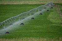 Pivot sprinkler irrigation system in Madison County, MT, on Aug 29, 2019. USDA Photo by Lance Cheung. Original public domain image from Flickr