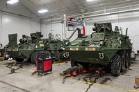 ‘Arctic Dragons’ perform vehicle maintenance at JBERSoldiers assigned to the 95th Chemical Company, 17th Combat Sustainment Support Battalion, U.S. Army Alaska, perform M1135 Stryker Nuclear Biological Chemical Reconnaissance Vehicle maintenance at Joint Base Elmendorf-Richardson, Alaska, Jan. 22, 2019. The Stryker NBCRV increases unit combat power by utilizing an integrated nuclear, biological and chemical sensor suite/meteorological system for improved threat detection and battlefield surveillance. An onboard NBC positive overpressure system minimizes cross-contamination of sensitive detection instruments, further protects the crew inside, and allows for extended operation in a contaminated environment. (U.S. Air Force photo by Alejandro Peña). Original public domain image from Flickr