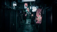 Japan at night, walkway. Free public domain CC0 image