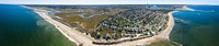 Spherical panorama of U.S. Department of Agriculture (USDA) Natural Resources and Conservation Service (NRCS) Stormwater management at this beach parking lot controls the quantity and quality of the rain and stormwater that runs off the parking lot in Town Neck Beach, Sandwich, MA, on October 10, 2019.