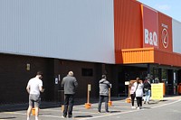 Social distancing at the B & Q store in Chorley Lancashire, UK - 14 May 2020