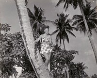Marianas. Ensign Lucille Gemma, now stationed at a Naval Hospital goes to the beach. The beach is one of the few spots on the island which was spared when American forces captured it. Nurse Corps Recreation - 1940s Marianas. Original public domain image from Flickr