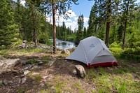 Hellroaring Creek camp views in the Absaroka Beartooth Wilderness by Jacob W. Frank. Original public domain image from Flickr