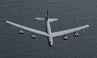 BALTIC SEA (June 15, 2020) A U.S. Air Force B-52H Stratofortress long-range bomber flies over the Baltic Sea during exercise Baltic Operations (BALTOPS) 2020, June 15, 2020.