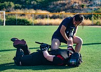 SOUDA BAY, Greece (Sept. 5, 2020) Ens. Megan Rogelstad, communications officer aboard the Arleigh Burke-class guided-missile destroyer USS Winston S. Churchill (DDG 81), uses mechanical advantage control hold in Surface Reaction Force-Basic non-lethal weapons training course Sept. 5, 2020.