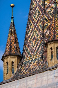 Colorful church roof close up. Free public domain CC0 photo.