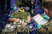 Medical staff conducts trauma drill aboard USS America.