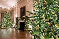 2020 White House ChristmasThe State Dining Room of the White House is seen decorated for the Christmas season Sunday, Nov. 29, 2020. (Official White House Photo by Andrea Hanks). Original public domain image from Flickr