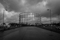 Gasometer in monotone. Original public domain image from Flickr