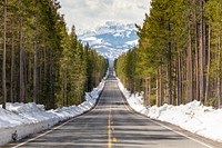 Spring views of the park road near the South Entrance. Original public domain image from Flickr