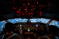 Airplane cockpit. Original public domain image from <a href="https://www.flickr.com/photos/matt_hecht/51133859491/" target="_blank">Flickr</a>