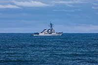 BRITISH ISLES (May 24, 2021) The Arleigh Burke-class guided-missile destroyer USS Roosevelt (DDG 80) transits the Atlantic Ocean during exercise At-Sea Demo/Formidable Shield, May 24, 2021.