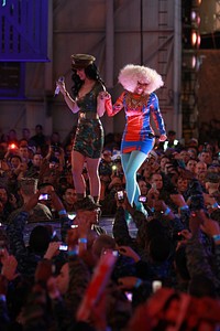 Katy Perry and Nicki Minaj with Marines