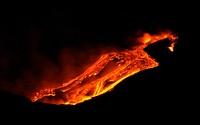 Etna Volcano Eruption January 12th 2011 View from the East side.