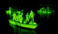 U.S. Soldiers from the 4th Battalion, 10th Special Forces Group patrol in boats during exercise Emerald Warrior in Appalachicola, Fla., March 8, 2011.