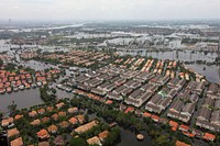 A U.S. Marine Corps photo shows flood waters affecting an area of Thailand during a III Marine Expeditionary Force (MEF) humanitarian assistance survey team's (HAST) aerial assessment of Pathum Thani, near Bangkok, Thailand, Oct. 28, 2011.