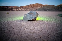 Rocky fluorescent mountain landscape. Free public domain CC0 image.